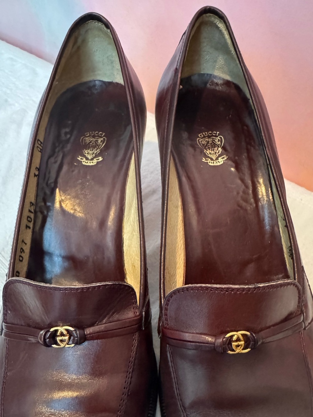 Vintage Gucci Burgundy Leather Block Heel Loafer - Picture 4 of 6